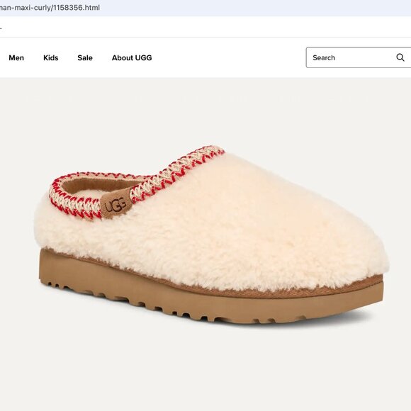 NWOT Ugg Women's Tasman Maxi Curly Slipper - Natural / Ivory - Size 9 - Picture 1 of 4
